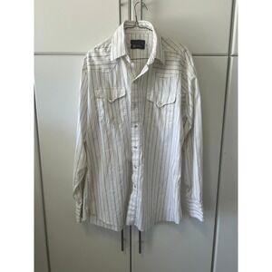 Vintage Panhandle Slim Mens Western Pearl Snap Shirt White Striped Large 16.5
